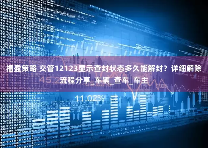 福盈策略 交管12123显示查封状态多久能解封？详细解除流程分享_车辆_查车_车主